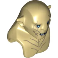 Minifig Head Special, Azog with Dark Tan Markings on Face and Chest, Light Blue Eyes Print