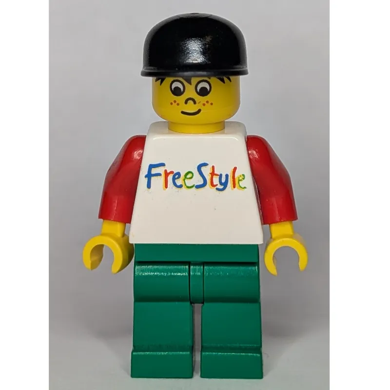 White Torso, Freestyle, Green Legs, Black Cap
