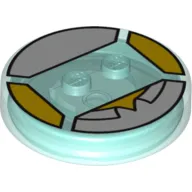 Function Brick Round 4 x 4 x 2/3 with 2 Studs and White Collar Shirt Print