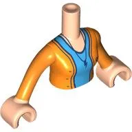 Minidoll Torso Woman with Orange Jacket, Dark Blue Necklace, Dark Azure Shirt print, Light Nougat Arms and Hands