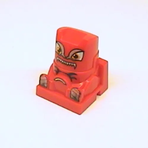 Racer Driver Head, Brick Special 2 x 2 Square, Orange Eyes, Tan Feet, Yellow Steering Wheel (Rip)
