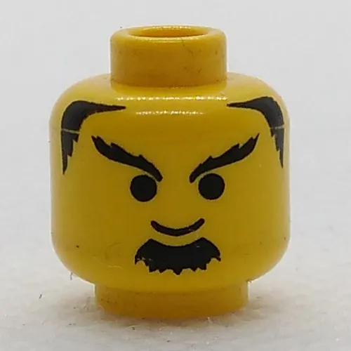Minifig Head Knight, Bushy Goatee and Eyebrows Print [Blocked Open Stud]