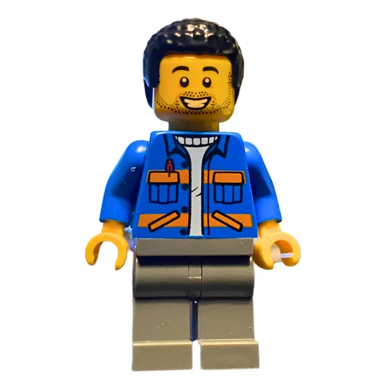 Blue Torso, Safety Vest, Dark Bluish Grey Legs, Black Hair