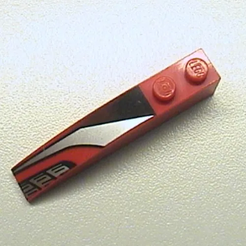 Brick Curved 6 x 1 with Silver and Black Print Left