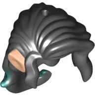 Hair Long and Wavy with Side Bangs and Dark Turquoise Highlight at Ends and Light Nougat Elf Ears Print