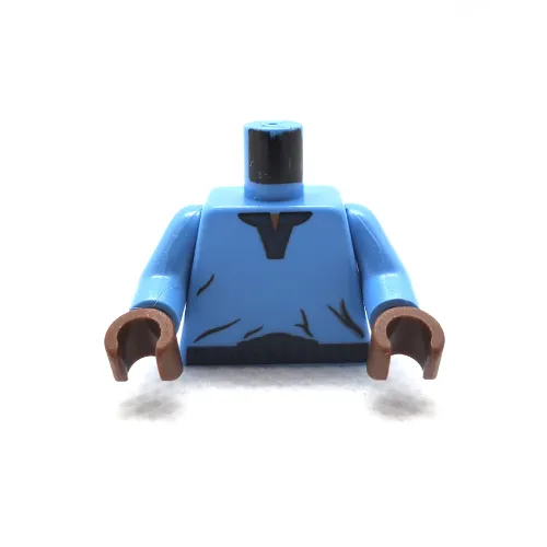 Torso V-Collar Shirt and Dark Blue Trim Print (Lando Calrissian), Medium Blue Arms, Brown Hands