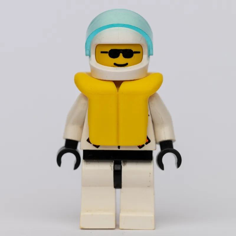 Res-Q Man, Helmet with Visor, Yellow Life Vest, Sunglasses