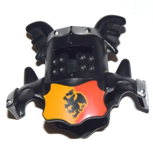 Duplo Armor with Black Helmet with Silver Top, and Red and Yellow Breastplate and Dragon Print
