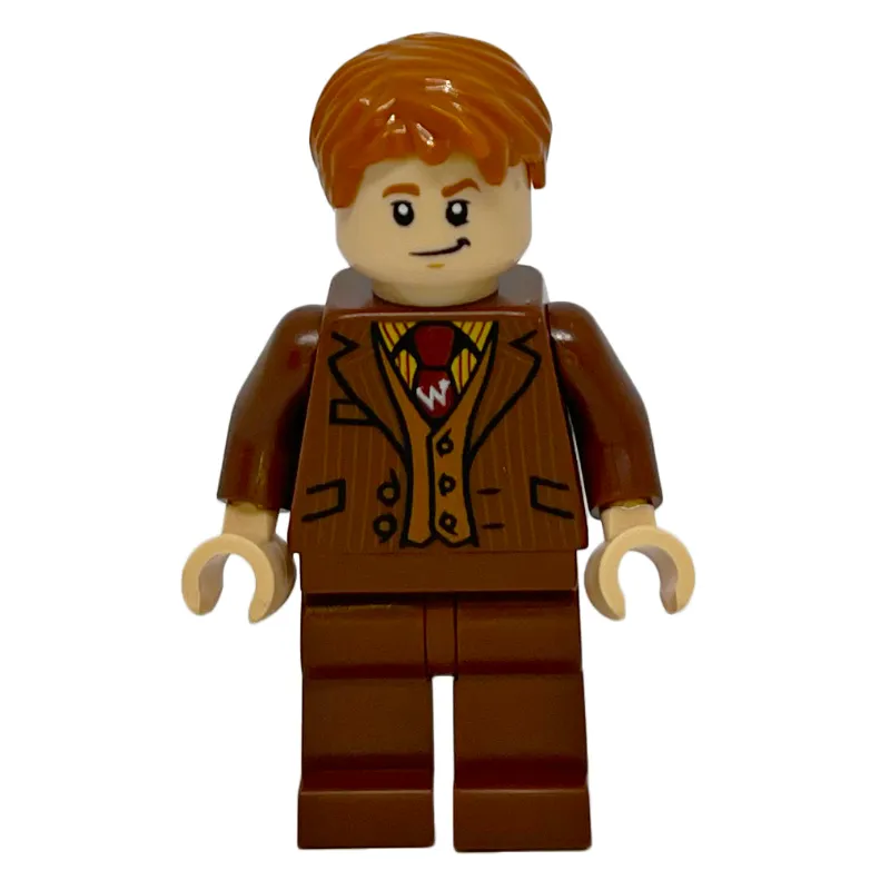 Fred Weasley in Reddish Brown Suit, Dark Red Tie