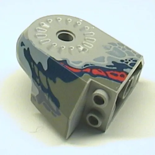 Animal Body Part, Dinosaur Body Quarter with Pin Holes, Dark Gray/Sand Blue/Dark Blue/Red Print