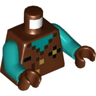 Torso Vest, Pixelated with Dark Turquoise Neck Print, Dark Turquoise Arms, Reddish Brown Hands