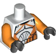 Torso Clone Trooper Armour with Orange Markings Print, Orange Arms, Black Hands