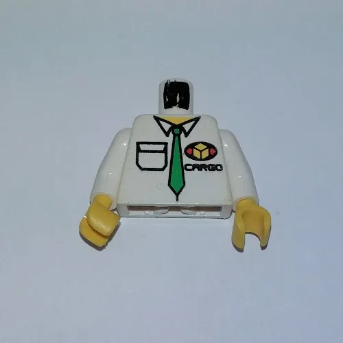 Torso Shirt with Cargo Logo and Green Tie Print, White Arms, Yellow Hands