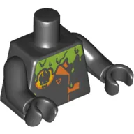 Torso Jacket with Agents Villain Logo and Orange Lapels and Buckle and Green Slime Print (Dr D. Zaster), Black Arms and Hands