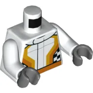 Torso Race Jacket and Checker Flag print, White Arms, Dark Bluish Gray Hands