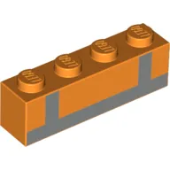 Brick 1 x 4 with Orange Safety Vest, Light Bluish Gray Band print