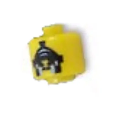 Pen Bead, Round Large, Curved Edges / Cylinder with Minifig Head with Black Helmet Print