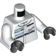 Torso Racing Jacket, Mobil 1 and DMG MORI Logos / PORSCHE and DMG MORI Logos on Back Print, White Arms, Black Hands