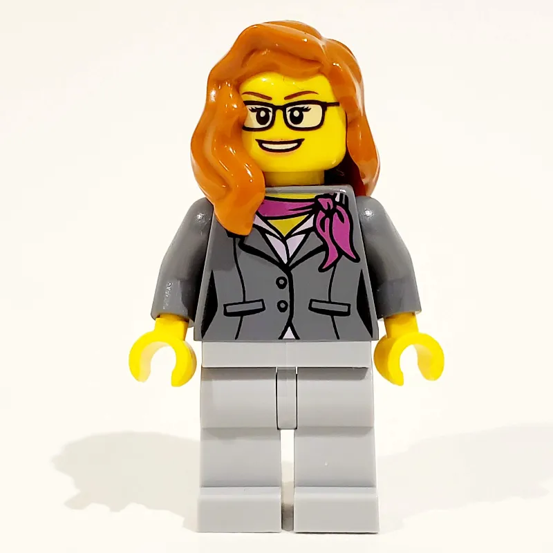 Scientist - Dark BLuish Grey Torso, Light Bluish Grey Legs, Dark Orange Hair