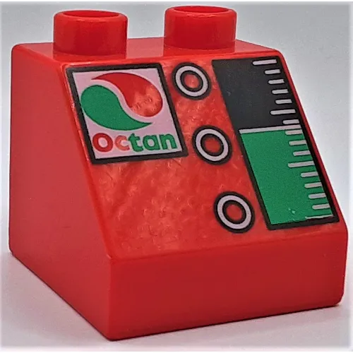Duplo Brick 2 x 2 Slope 45° with Octan Logo, 3 Buttons and Gauge Print