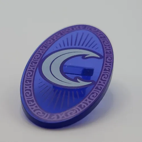 Shield Ovoid with Grip and Light Aqua 'C', Dark Purple Decorations Print