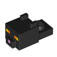 Animal Body Part, Cat Head 1 x 2 with Cube with Ears, Nose and Pink Nose, Yellow/Orange Eyes Print