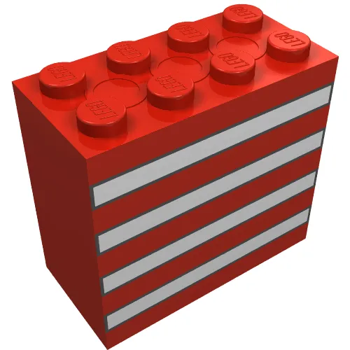 Brick 2 x 4 x 3 with Black Outlined White Stripes Print