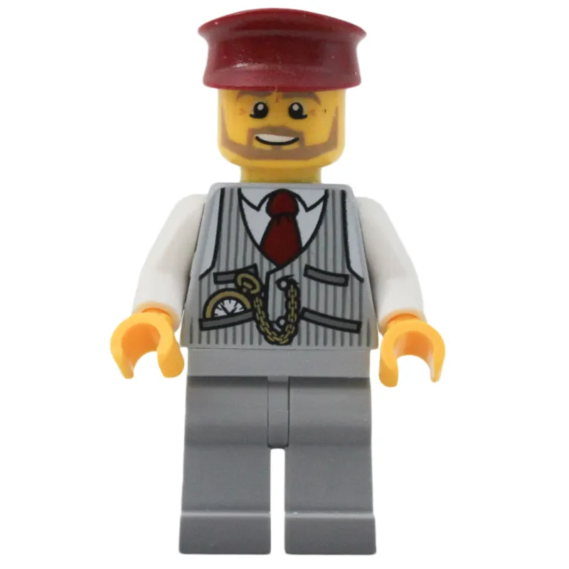 Light Bluish Grey Torso, Light Bluish Grey legs, Dark Red Hat