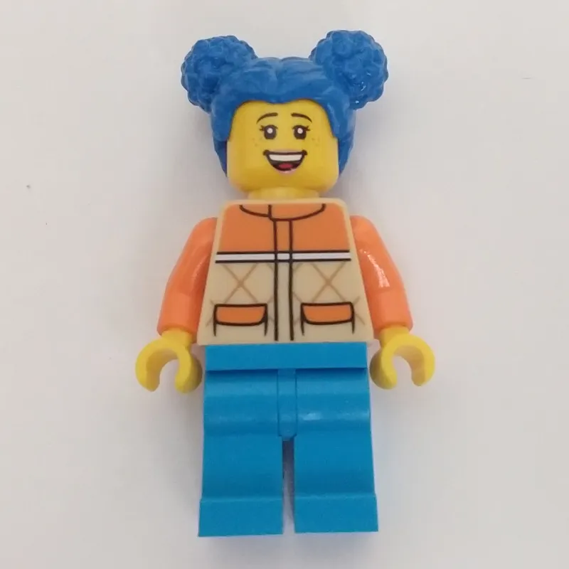 Woman, Tan Jacket, Blue Hair