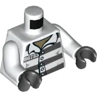 Torso Prison Shirt, '86753', Dual Sided Dark Bluish Gray Stripes over Dark Tan Undershirt Print, White Arms, Black Hands