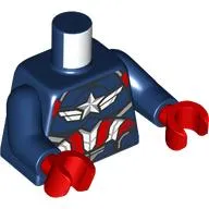 Torso, Captain America Suit, White Star, White/Red Decorations print, Dark Blue Arms, Red Hands