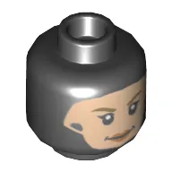 Minifig Head Overwatch Mercy, Dual Sided, Balaclava, Light Nougat Face, Dark Yellow Eyebrows, Peach Lips, Smile / Surprised Print [Hollow Stud]