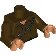 Torso Tattered Shirt with Thin Sash Print, Dark Brown Arms, Nougat Hands