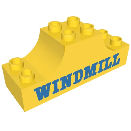 Duplo Brick 2 x 6 x 2 with Curved Ends and 'WINDMILL' Print