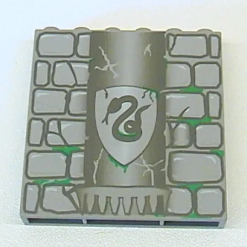 Brick 1 x 6 x 5 with Stone and Slytherin Snake Print
