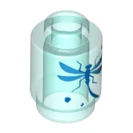 Brick Round 1 x 1 Open Stud with Dragon Fly print