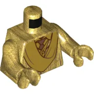 Torso Robes, Sash Collar, Tie, Dark Red Lines Print, Pearl Gold Arms and Hands