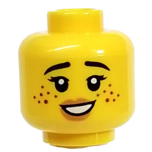 Minifig Head Potter, Freckles, Pink Lips, Nervous with Clenched Teeth / Happy with Open Teeth print