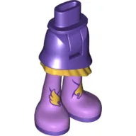 Minidoll Hips and Asymmetrical Layered Skirt with Gold Ruffle, Long Medium Lavender Boots with Gold Wings and Dark Purple Soles Print