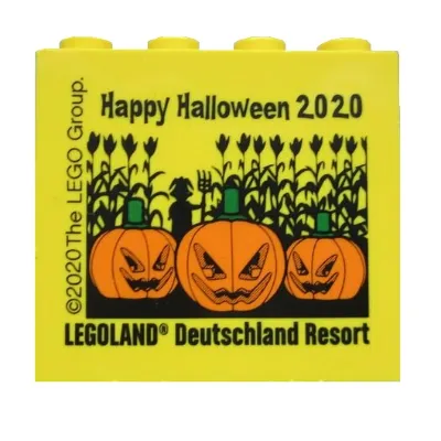 Brick 2 x 4 x 3 with 'LEGOLAND Deutschland Resort Happy Halloween 2020' Print