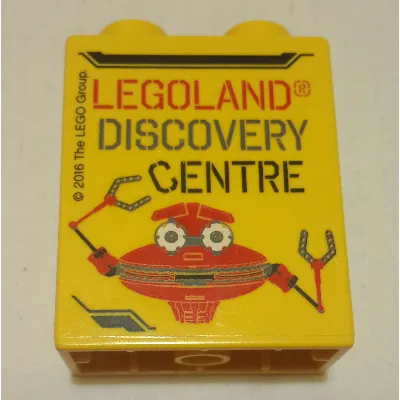 Duplo Brick 1 x 2 x 2 with 'LEGOLAND DISCOVERY CENTRE', '2016', and Robot Print