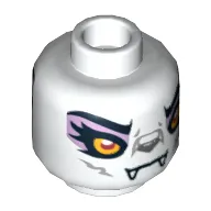 Minifig Head Windra, Dual Sided, Wolf with Yellow Eyes and Lavender Eye Shadow Closed Mouth / Open Mouth Print [Hollow Stud]