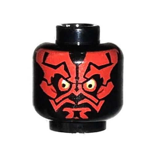 Minifig Head Darth Maul, Red Face, Yellow/White Eyes Print