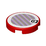 Tile Round 2 x 2 with Bottom Stud Holder and Shy Guy and Barcode Print (Sticker)