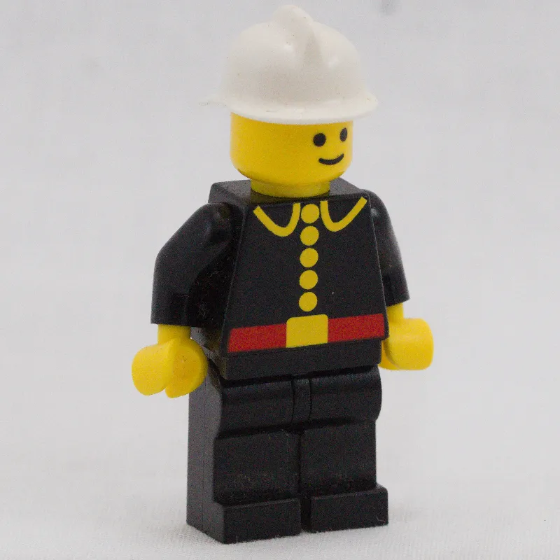 Fireman, Classic, Black Fire Jacket with Red Belt and Buttons, White Helmet (Re-issue Torso)