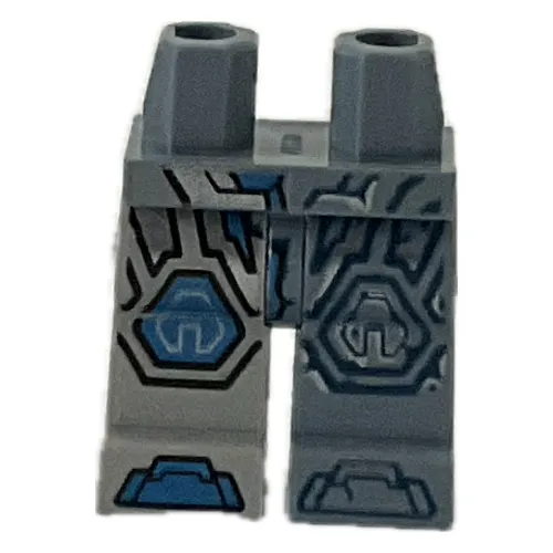 Hips and Sand Blue Left Leg, Light Bluish Gray Right Leg with Nexo Knights Armor print