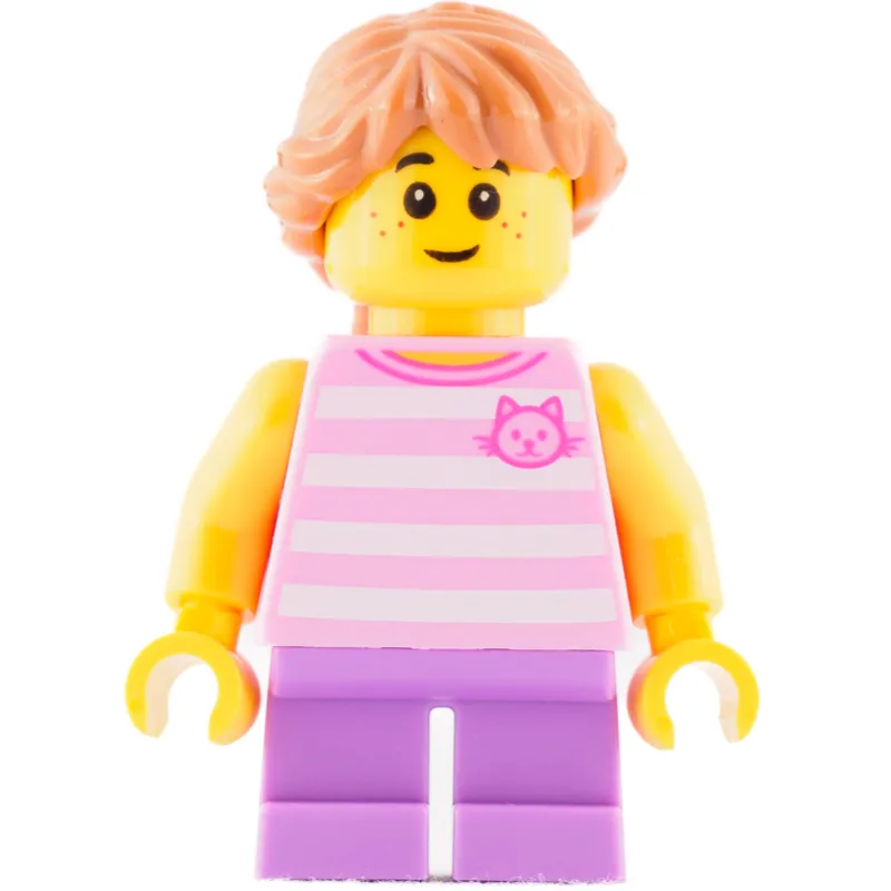 Kid, Bright Pink Torso, Medium Lavender Legs, Medium Nougat Hair