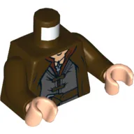 Torso Coat with Evenstar Pendant, Double Button Shirt and Belt Print (Aragorn), Dark Brown Arms, Light Nougat Hands