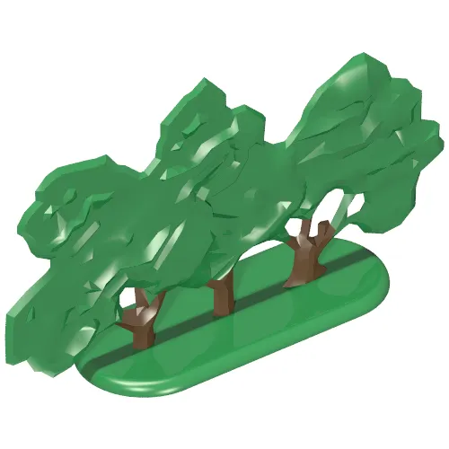 Plant, Tree Flat Bush painted with solid base