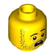 Minifig Head Jonas Jr, Stubble Beard, Open Mouth Scared, Teeth